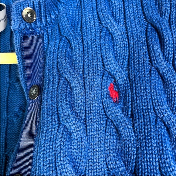 Polo by Ralph Lauren Cable Knit Long Sleeve Cardigan in Blue, Size Small - Picture 8 of 12